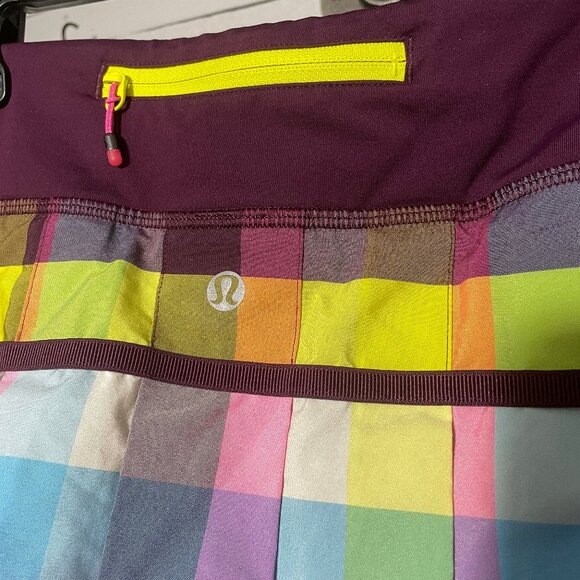 EUC Lululemon Run Pace Setter Skirt Sea Check Multi Plum skort Women's 4 6 Small - Picture 3 of 11